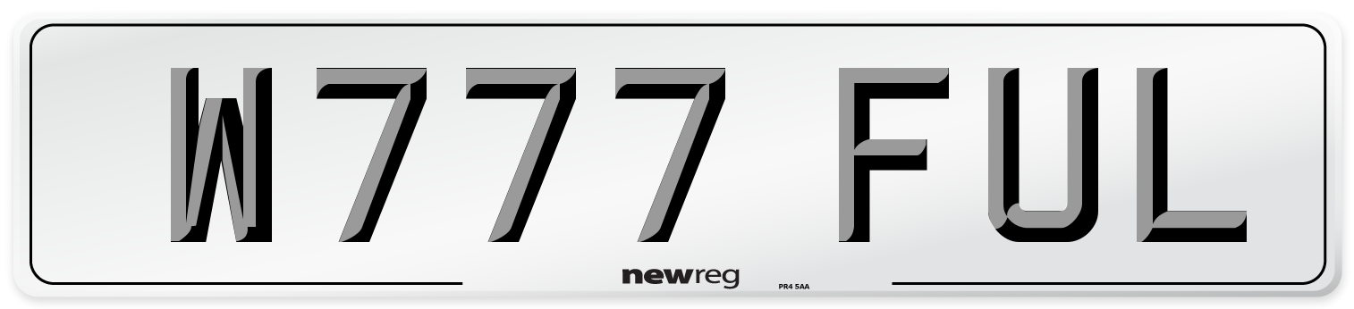 W777 FUL Number Plate from New Reg